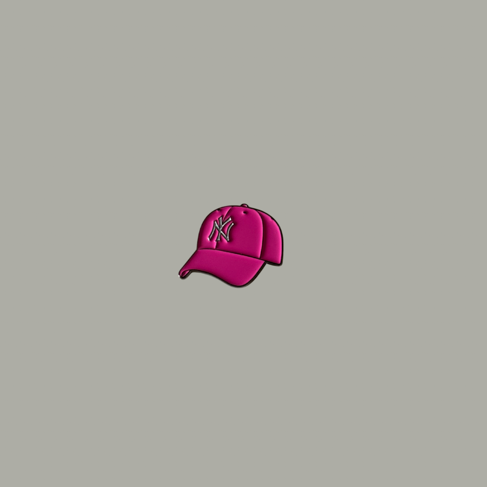 Pink Yankees cap metal stickers